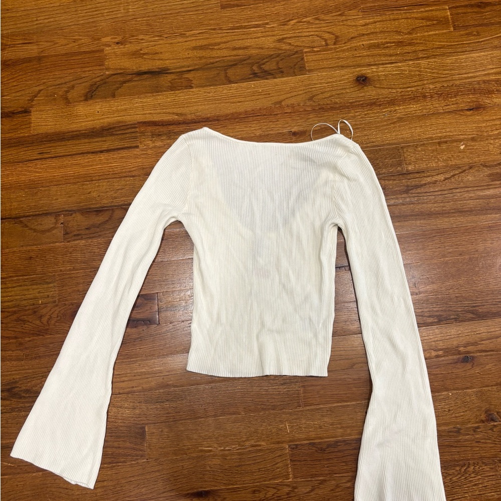 Divided Cream Ribbed Women's Blouse